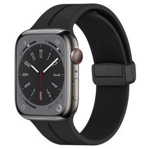 Силиконова каишка с магнит Apple Watch 42/44/45/49mm / черна /